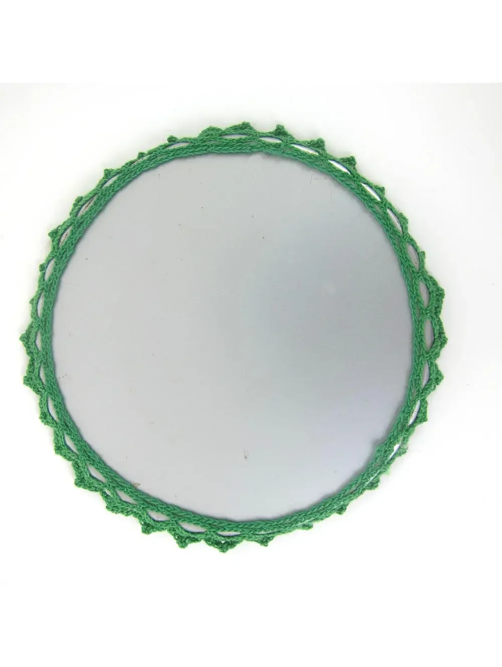 Vintage Hot Plate Doily Green & Cream Flower 7.5